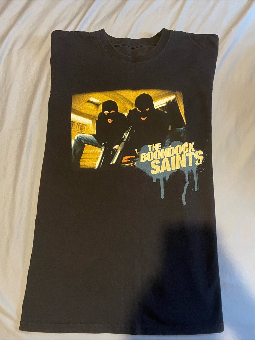 The Boondock Saints Black Graphic Tee - Yellow & Blue Print